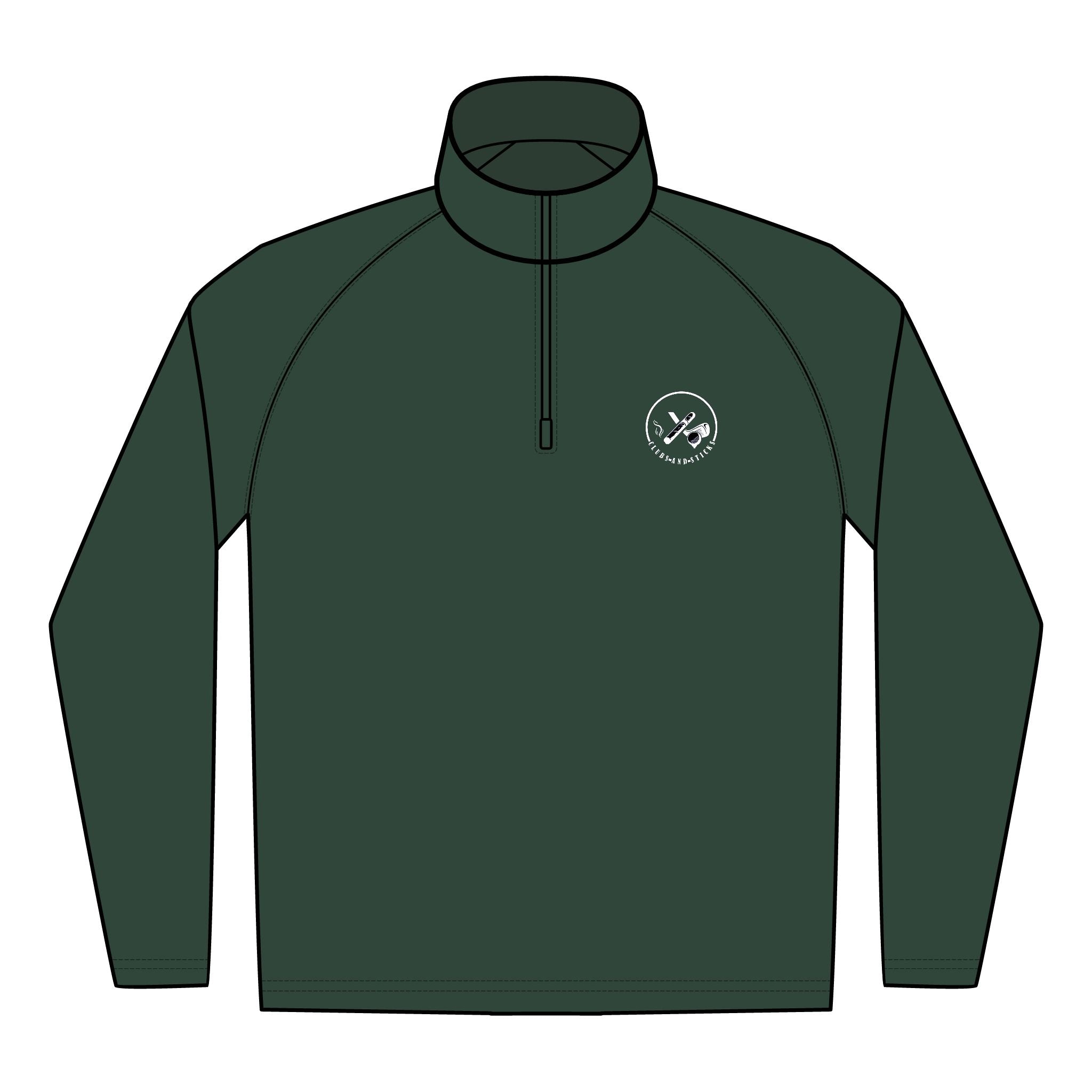 Clubs & Sticks Men’s Sport-Wick Quarter-Zip EMBROIDERED Pullover – Performance & Lifestyle Wear