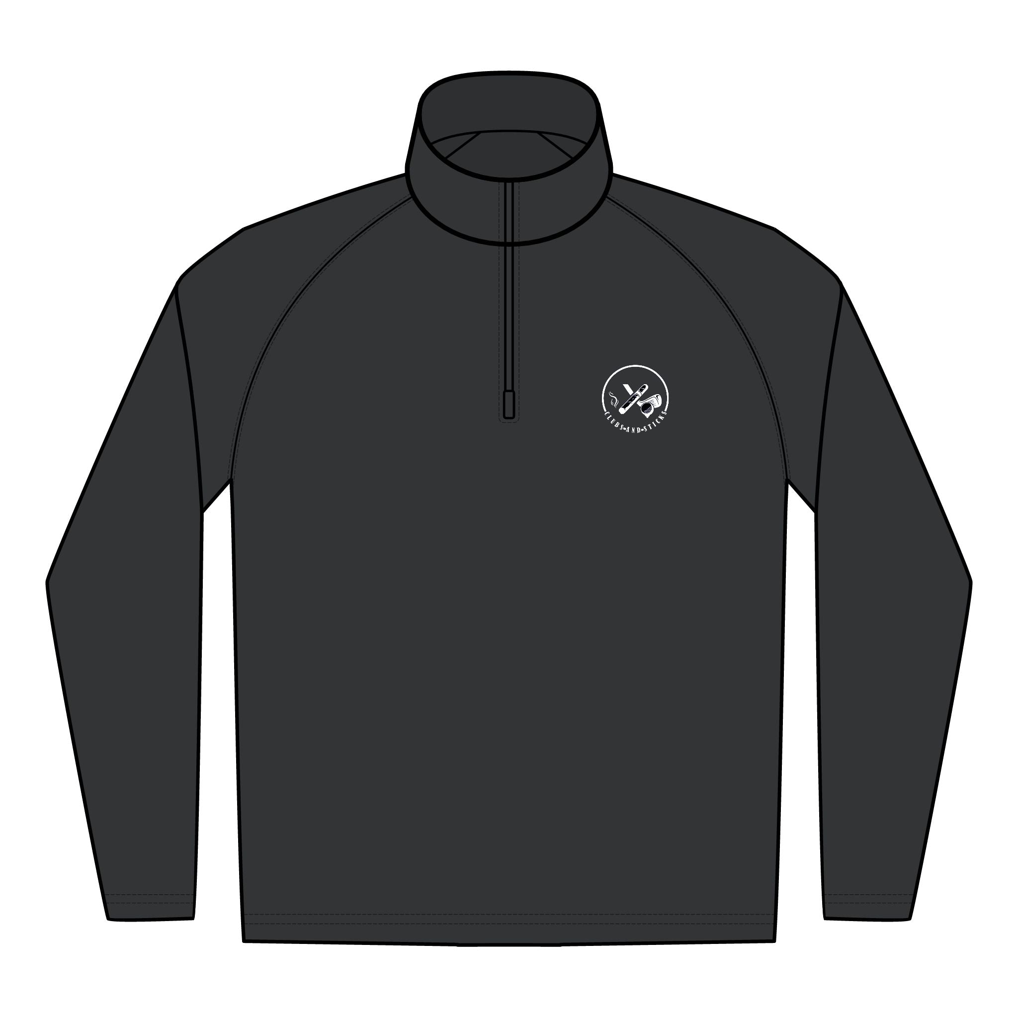 Clubs & Sticks Men’s Sport-Wick Quarter-Zip EMBROIDERED Pullover – Performance & Lifestyle Wear