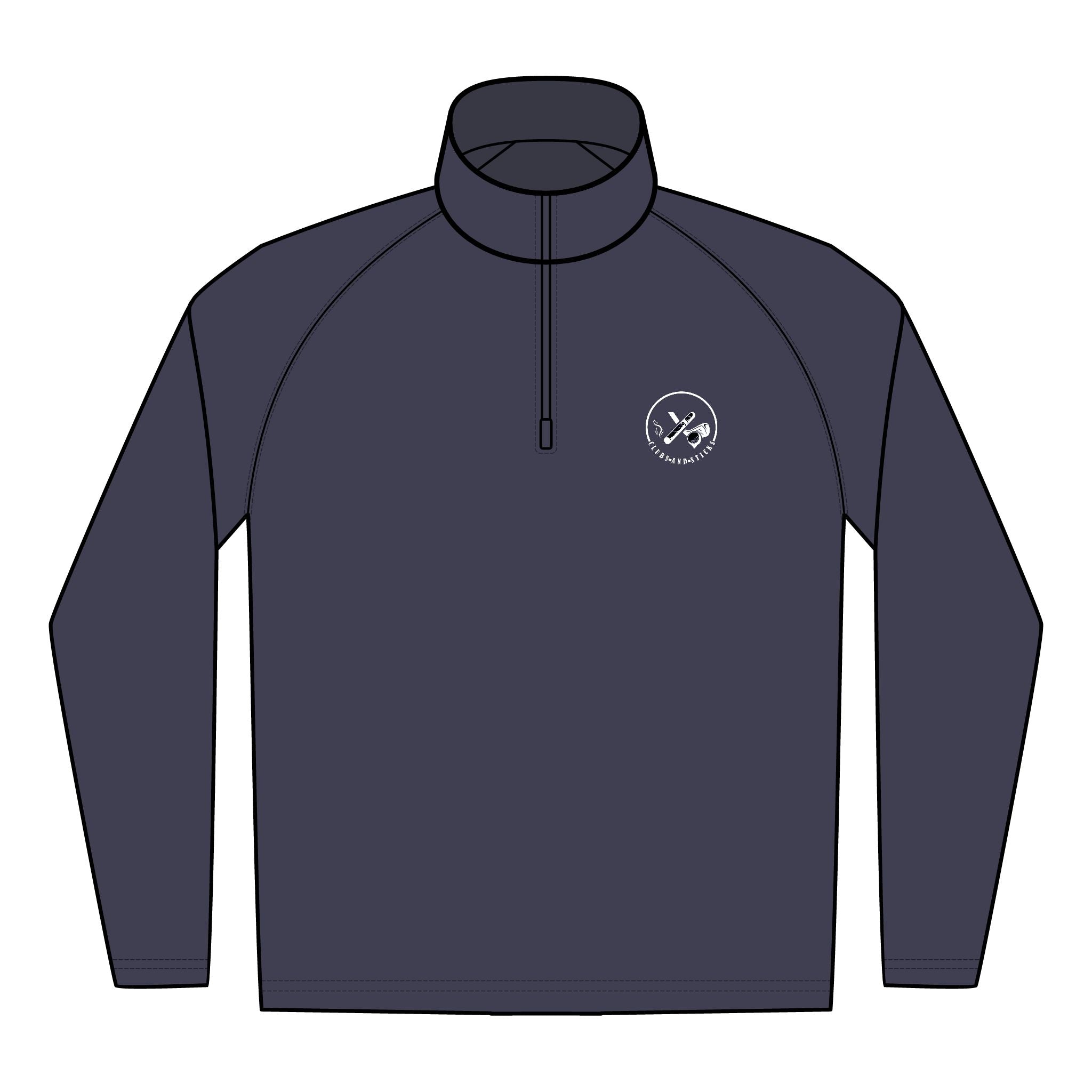 Clubs & Sticks Men’s Sport-Wick Quarter-Zip EMBROIDERED Pullover – Performance & Lifestyle Wear