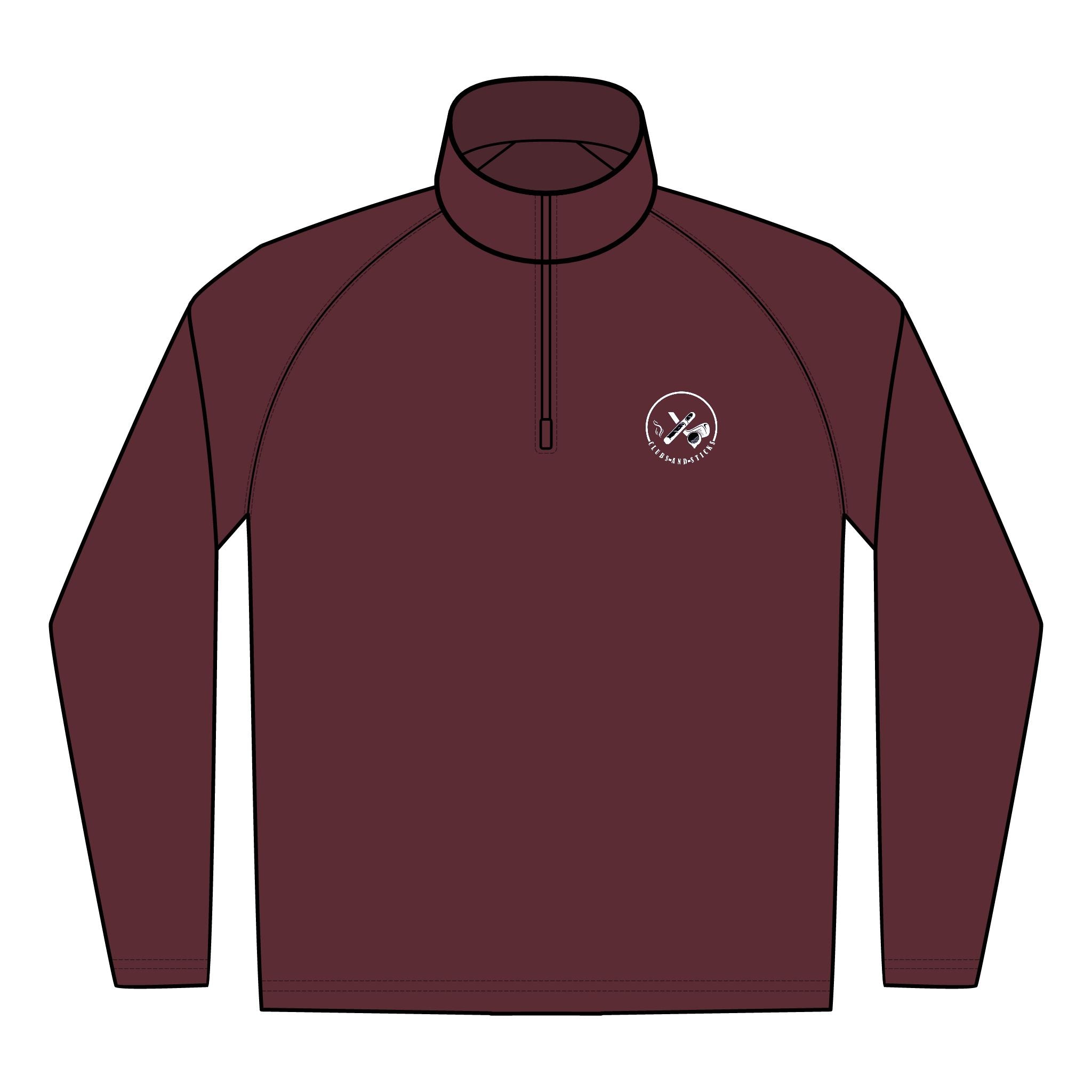 Clubs & Sticks Men’s Sport-Wick Quarter-Zip EMBROIDERED Pullover – Performance & Lifestyle Wear