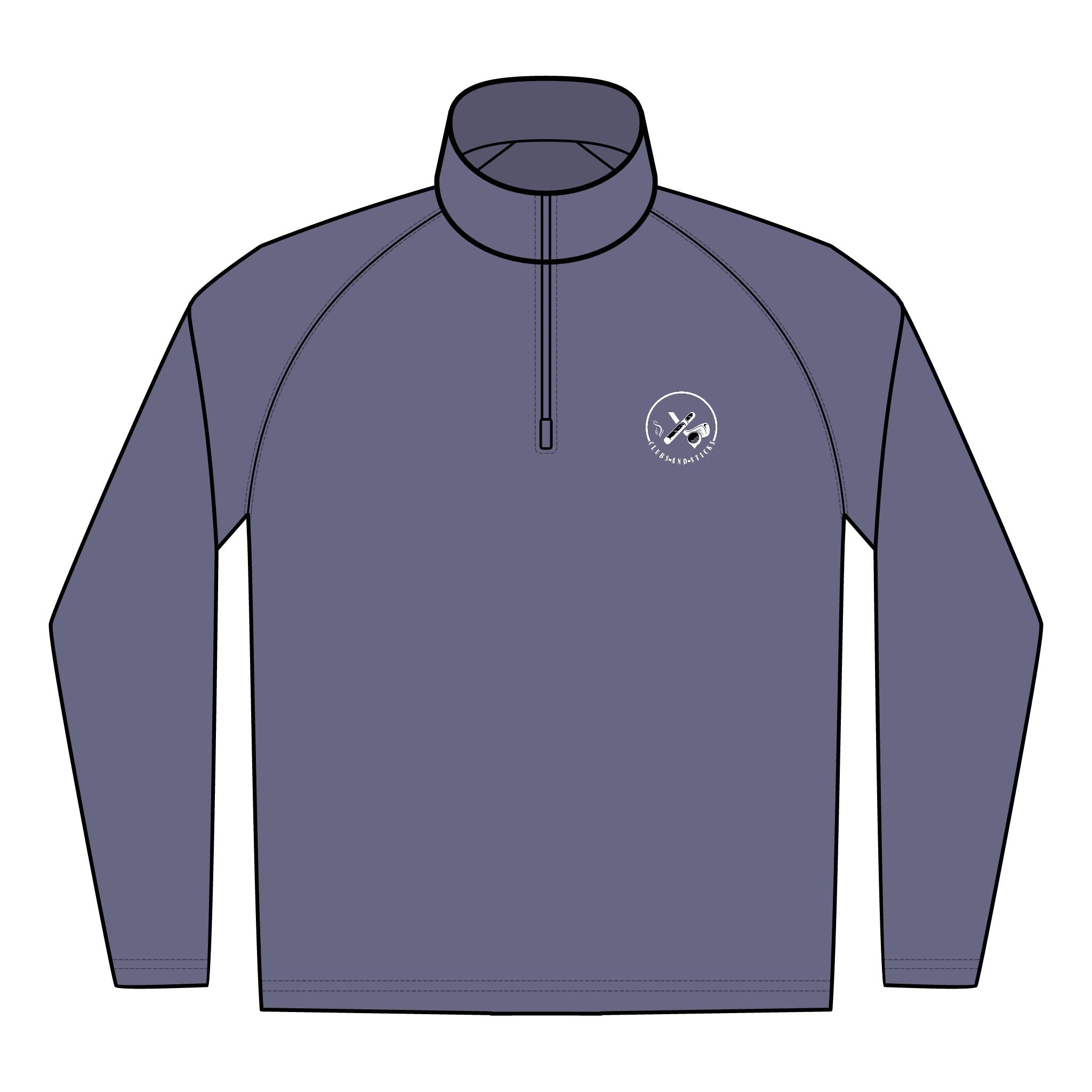 Clubs & Sticks Men’s Sport-Wick Quarter-Zip EMBROIDERED Pullover – Performance & Lifestyle Wear