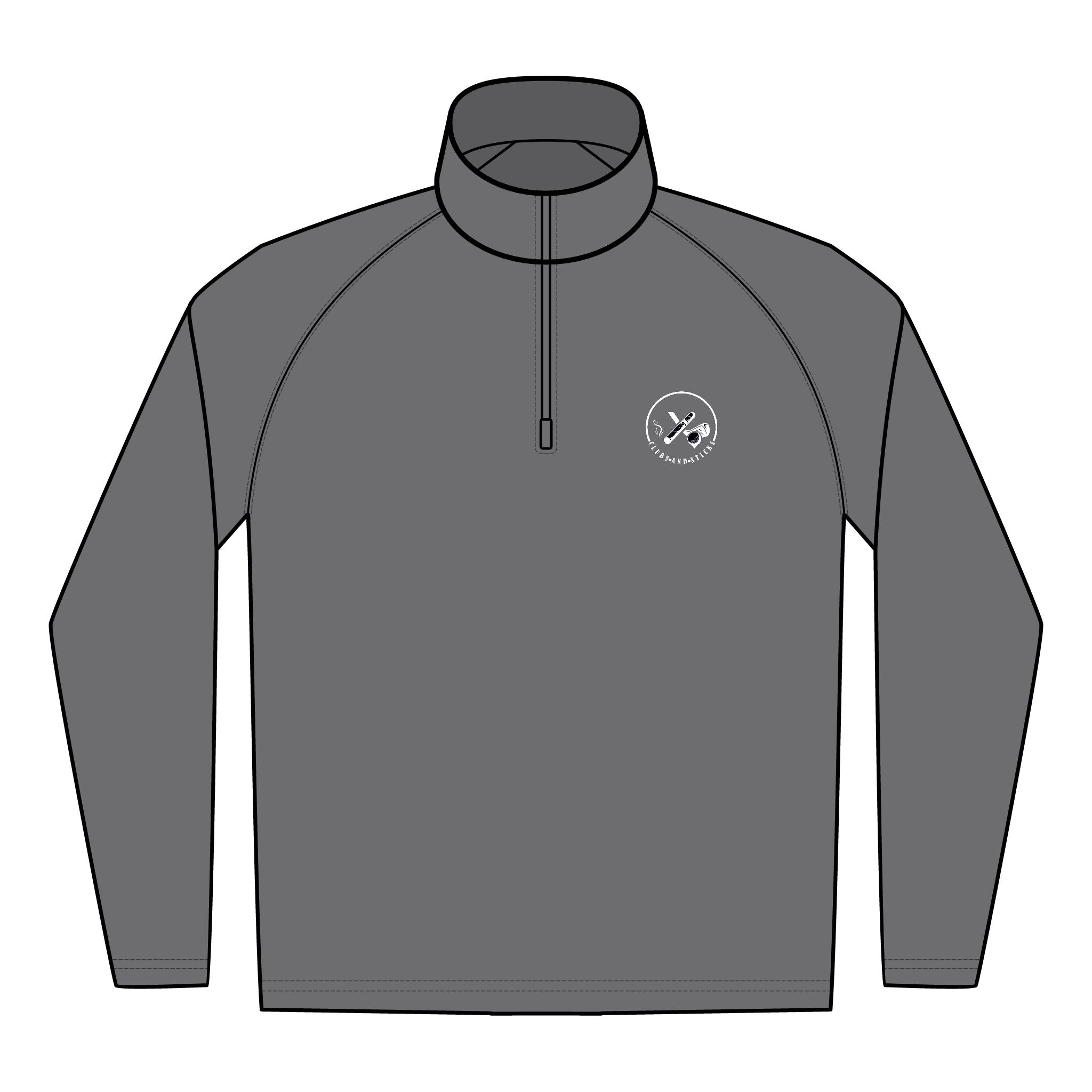 Clubs & Sticks Men’s Sport-Wick Quarter-Zip EMBROIDERED Pullover – Performance & Lifestyle Wear