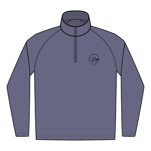Clubs & Sticks Men’s Sport-Wick Quarter-Zip EMBROIDERED Pullover – Performance & Lifestyle Wear - Black Logo