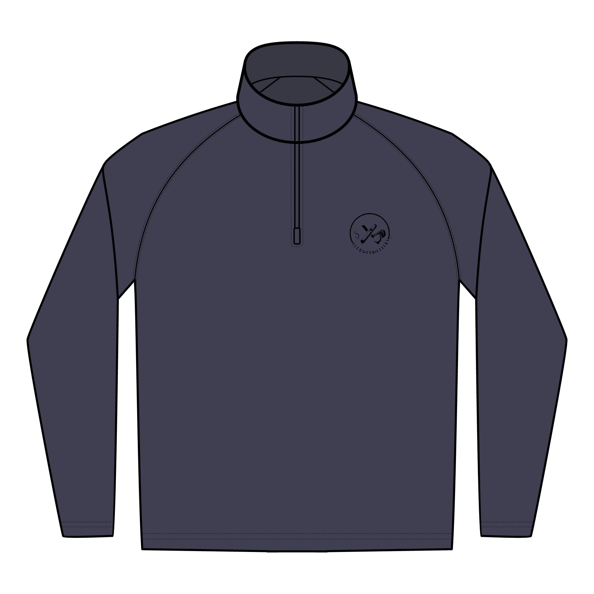 Clubs & Sticks Men’s Sport-Wick Quarter-Zip EMBROIDERED Pullover – Performance & Lifestyle Wear - Black Logo