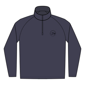 Clubs & Sticks Men’s Sport-Wick Quarter-Zip EMBROIDERED Pullover – Performance & Lifestyle Wear - Black Logo