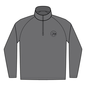 Clubs & Sticks Men’s Sport-Wick Quarter-Zip EMBROIDERED Pullover – Performance & Lifestyle Wear - Black Logo