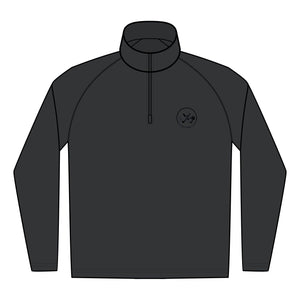 Clubs & Sticks Men’s Sport-Wick Quarter-Zip EMBROIDERED Pullover – Performance & Lifestyle Wear - Black Logo