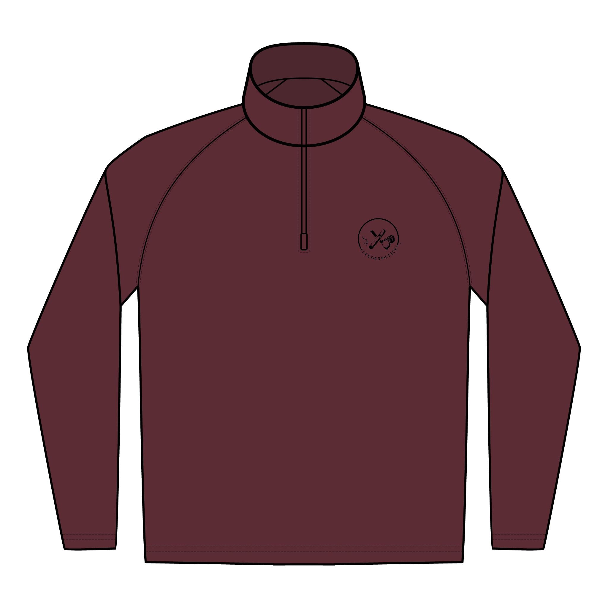 Clubs & Sticks Men’s Sport-Wick Quarter-Zip EMBROIDERED Pullover – Performance & Lifestyle Wear - Black Logo