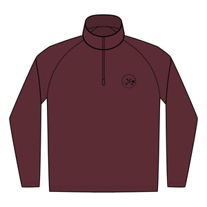 Clubs & Sticks Men’s Sport-Wick Quarter-Zip EMBROIDERED Pullover – Performance & Lifestyle Wear - Black Logo