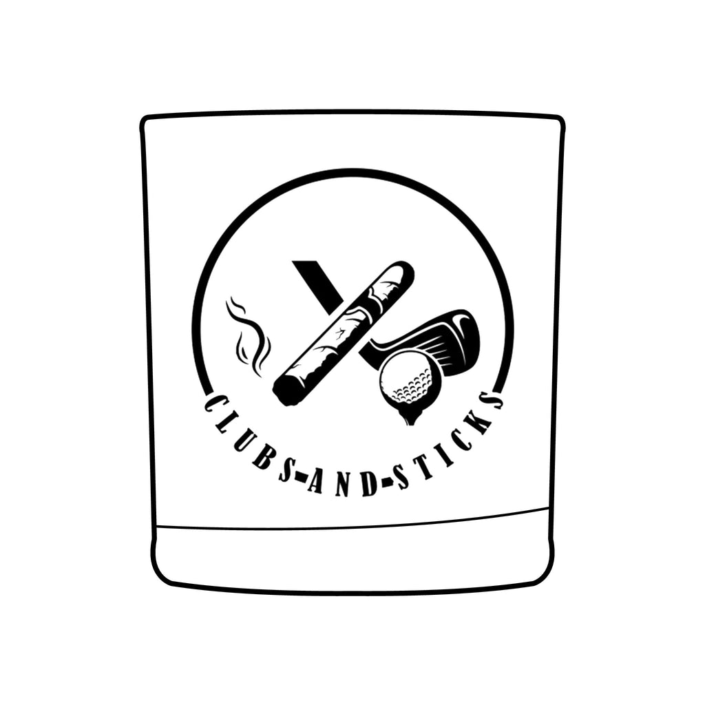 Clubs & Sticks Custom Engraved Whiskey Glass – Premium Gift for Golfers & Cigar Lovers