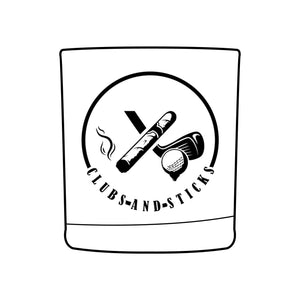 Clubs & Sticks Custom Engraved Whiskey Glass – Premium Gift for Golfers & Cigar Lovers