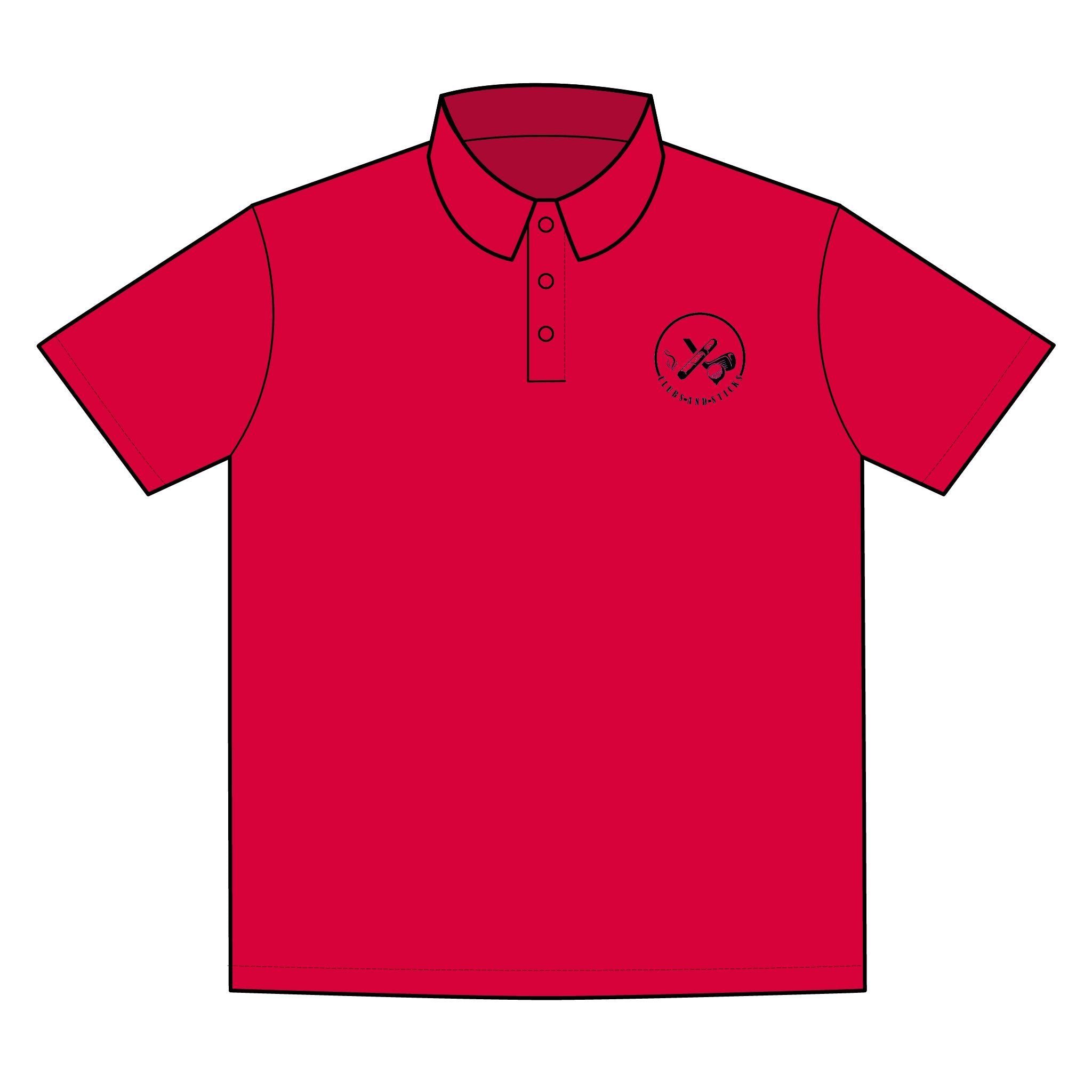 Clubs & Sticks Premium EMBROIDERED Performance Polo – Golf, Lifestyle & Everyday Wear - Black Logo