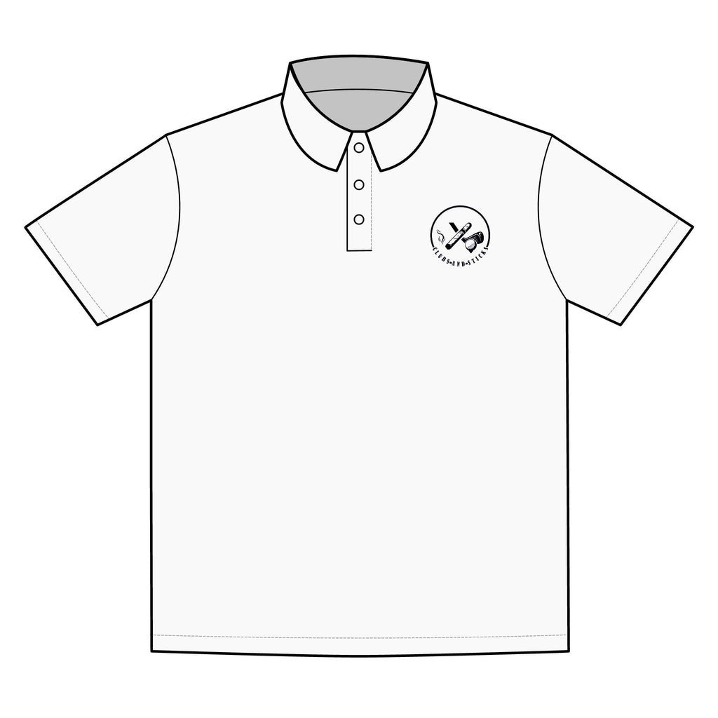 Clubs & Sticks Premium EMBROIDERED Performance Polo – Golf, Lifestyle & Everyday Wear - Black Logo