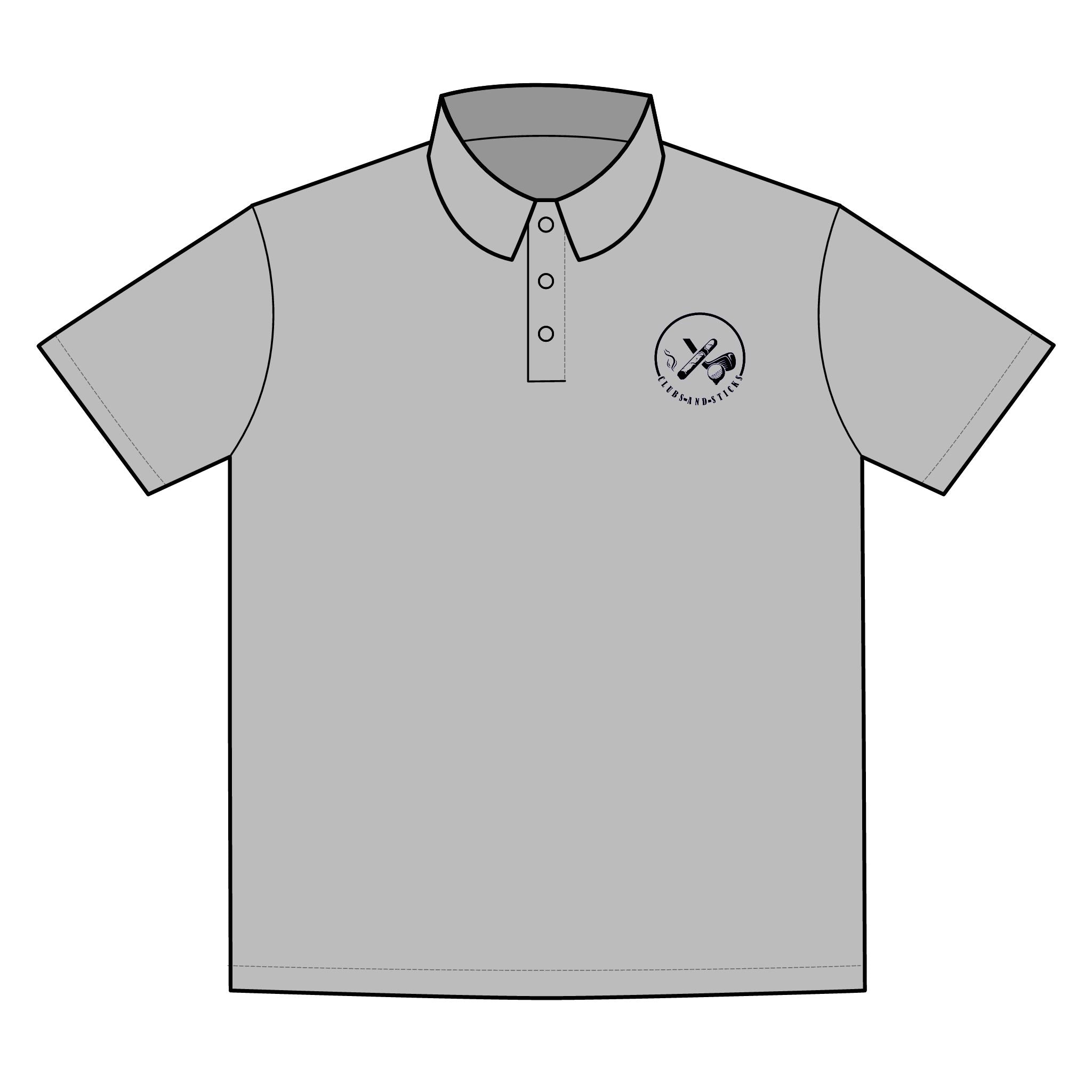 Clubs & Sticks Premium EMBROIDERED Performance Polo – Golf, Lifestyle & Everyday Wear - Black Logo