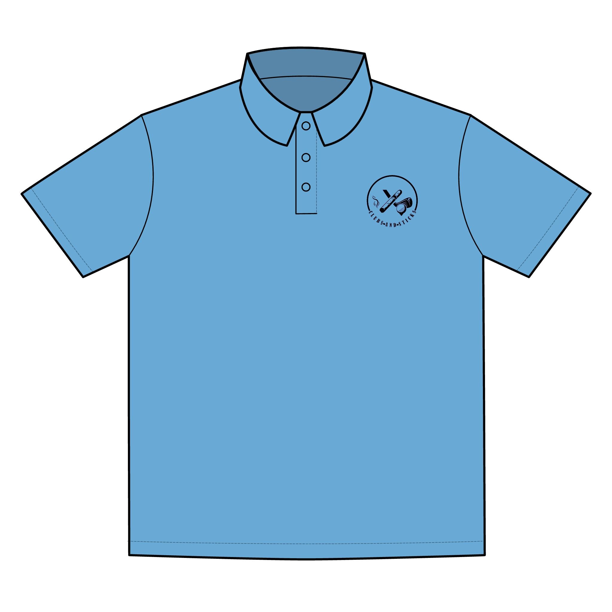 Clubs & Sticks Premium EMBROIDERED Performance Polo – Golf, Lifestyle & Everyday Wear - Black Logo