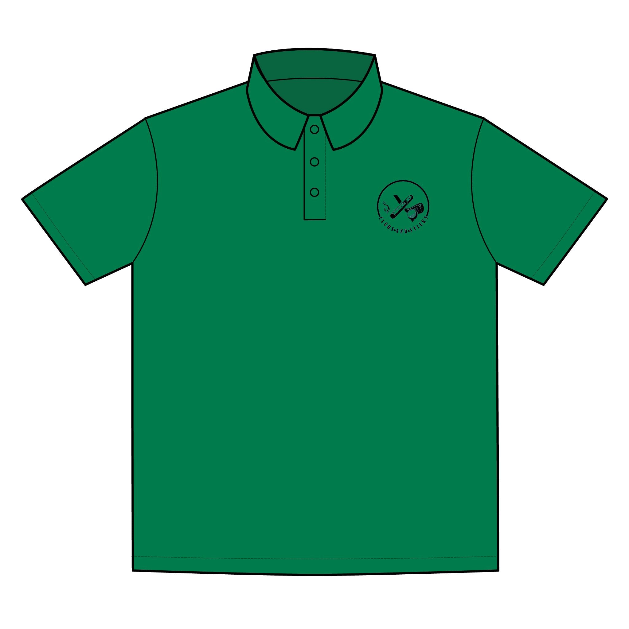 Clubs & Sticks Premium EMBROIDERED Performance Polo – Golf, Lifestyle & Everyday Wear - Black Logo