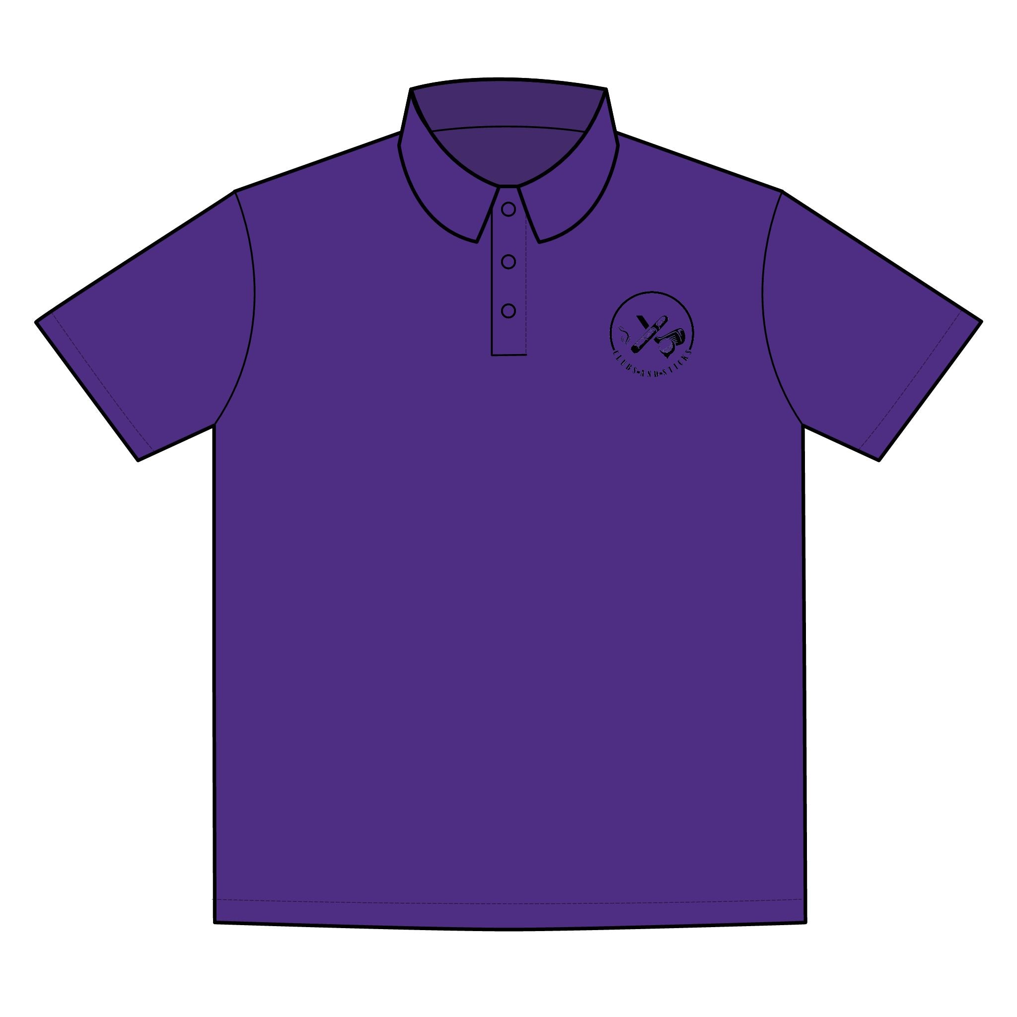 Clubs & Sticks Premium EMBROIDERED Performance Polo – Golf, Lifestyle & Everyday Wear - Black Logo