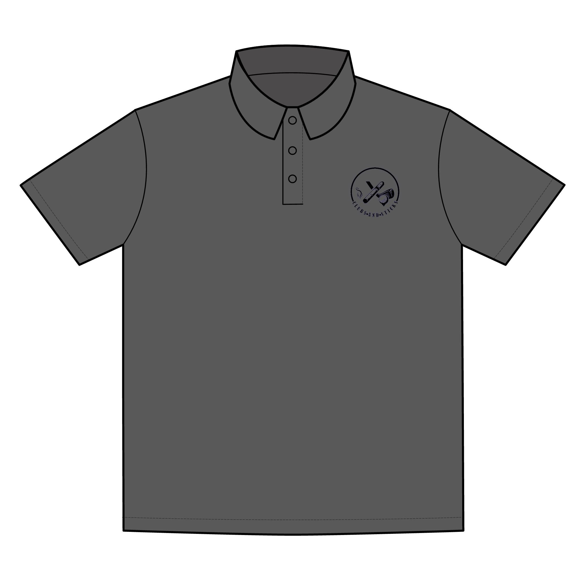 Clubs & Sticks Premium EMBROIDERED Performance Polo – Golf, Lifestyle & Everyday Wear - Black Logo