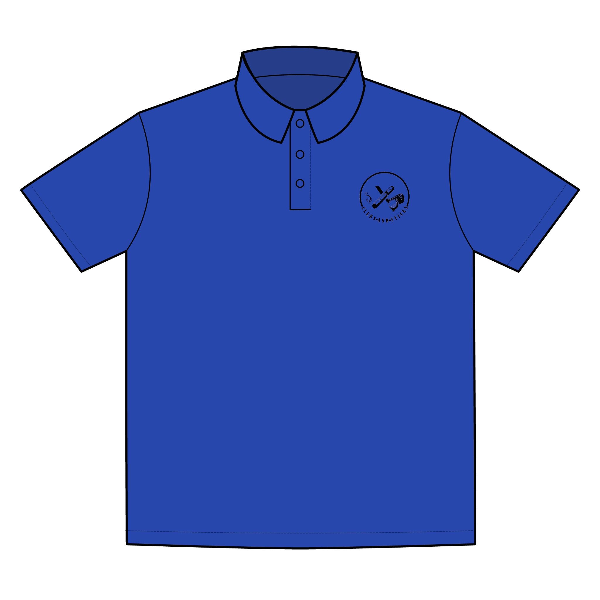 Clubs & Sticks Premium EMBROIDERED Performance Polo – Golf, Lifestyle & Everyday Wear - Black Logo
