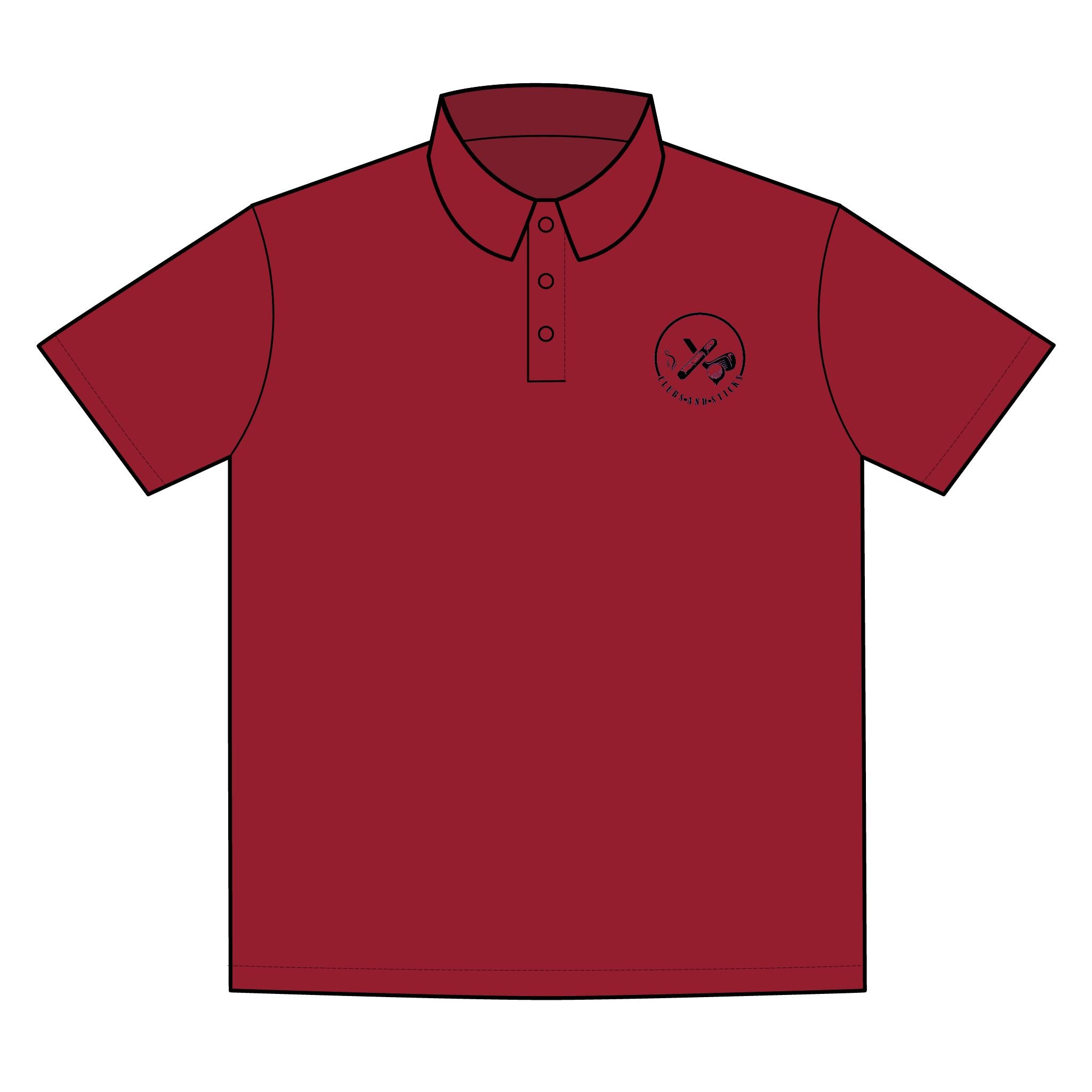 Clubs & Sticks Premium EMBROIDERED Performance Polo – Golf, Lifestyle & Everyday Wear - Black Logo