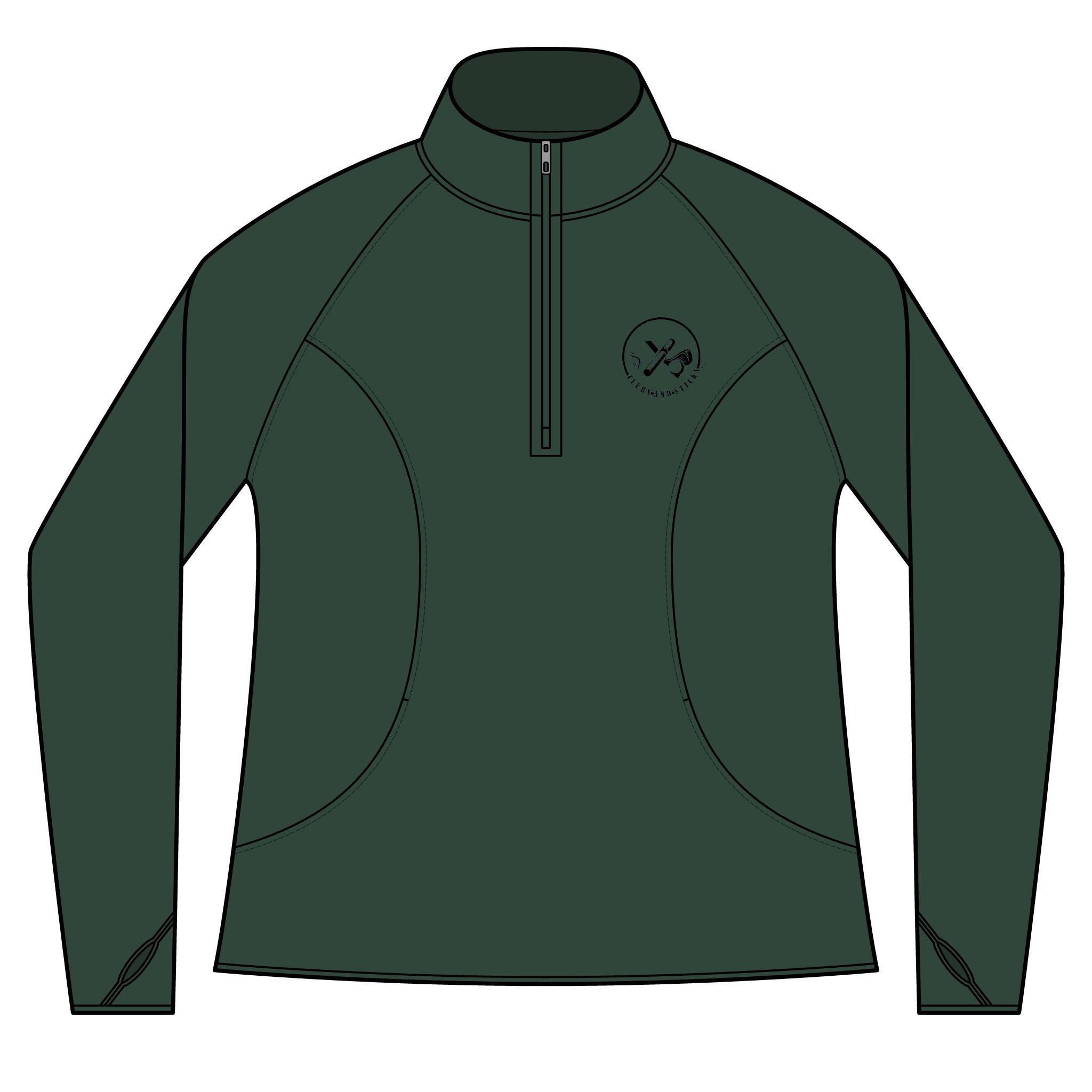 Clubs & Sticks Women’s Quarter-Zip Pullover – Sporty, Stylish & Versatile Activewear - Black Logo