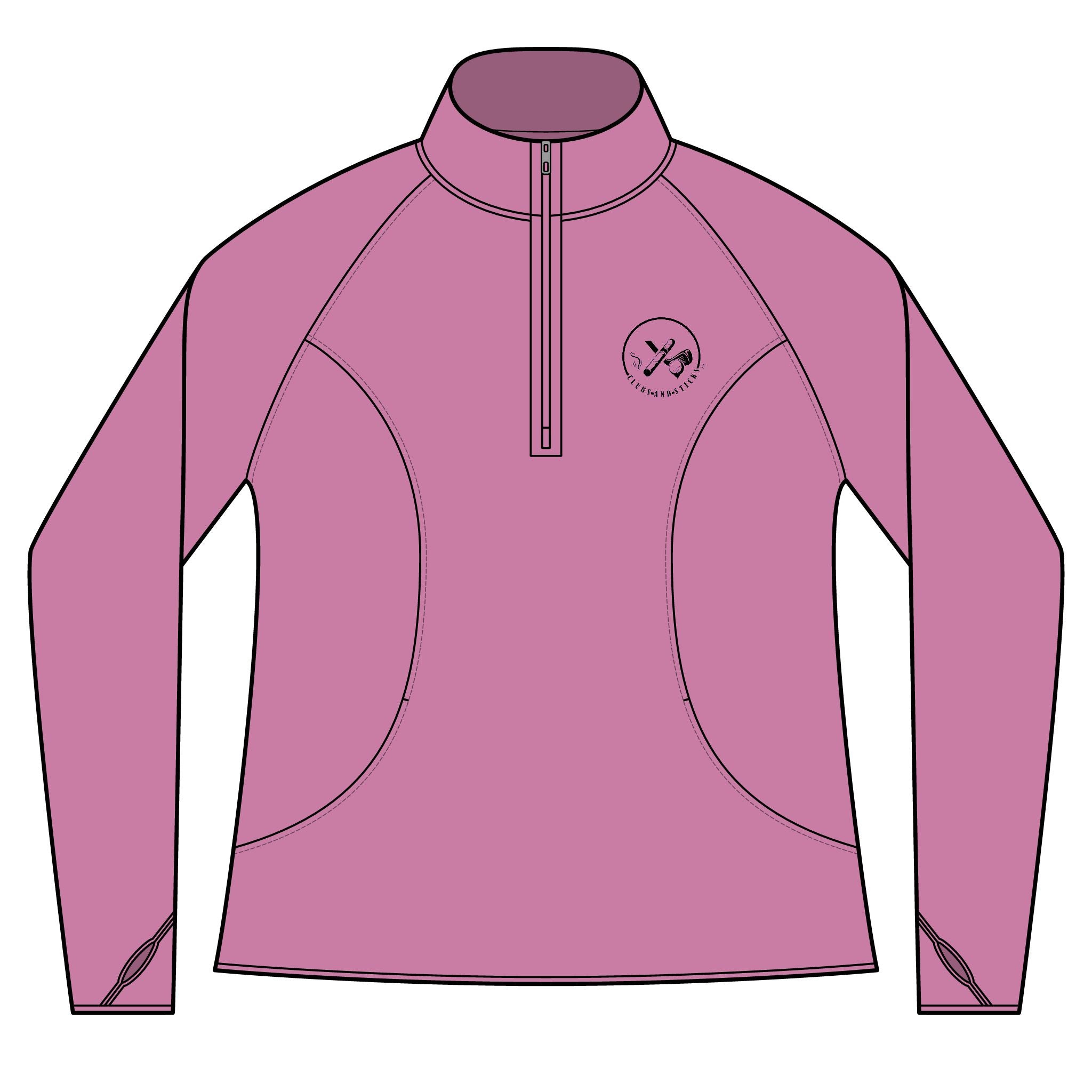 Clubs & Sticks Women’s Quarter-Zip Pullover – Sporty, Stylish & Versatile Activewear - Black Logo