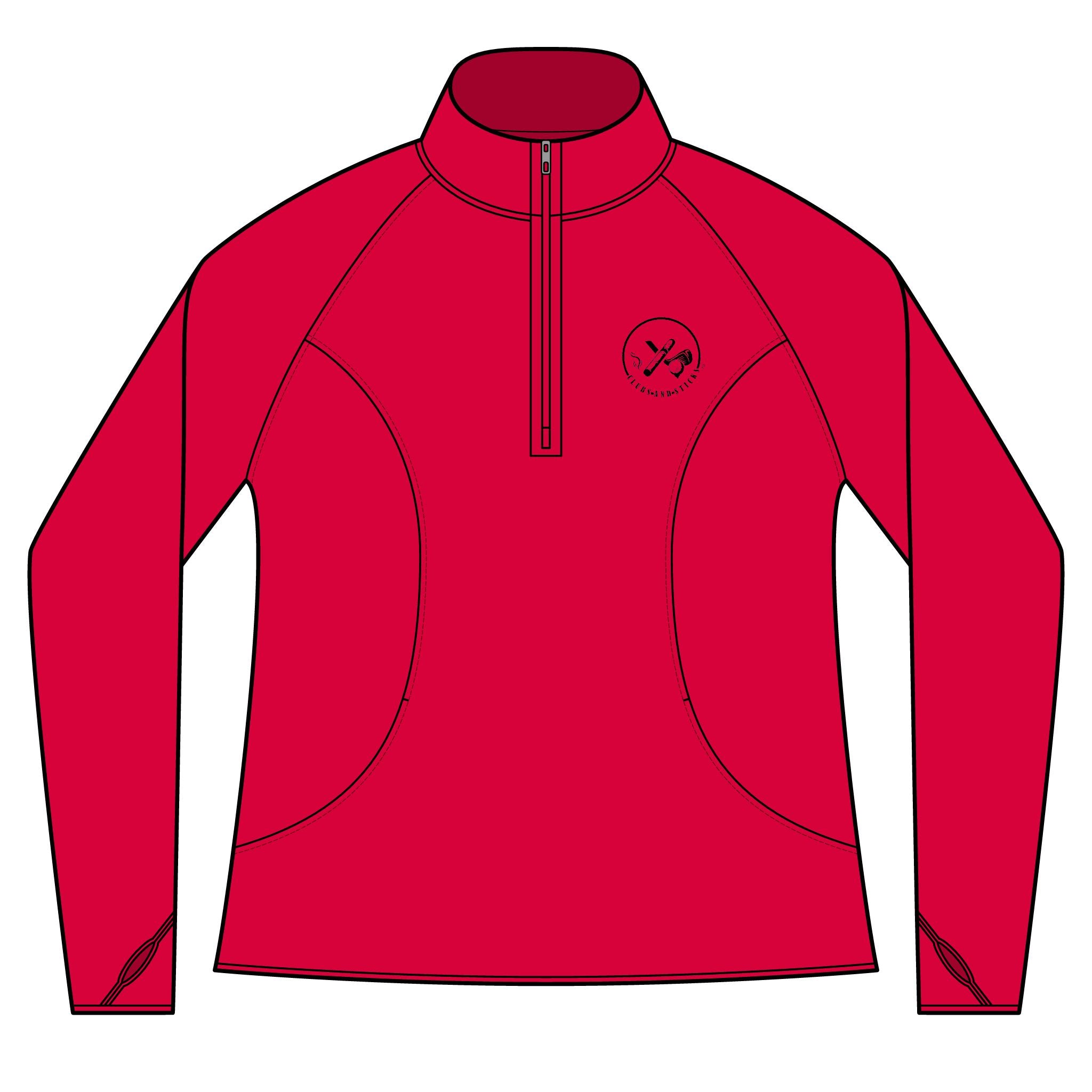 Clubs & Sticks Women’s Quarter-Zip Pullover – Sporty, Stylish & Versatile Activewear - Black Logo