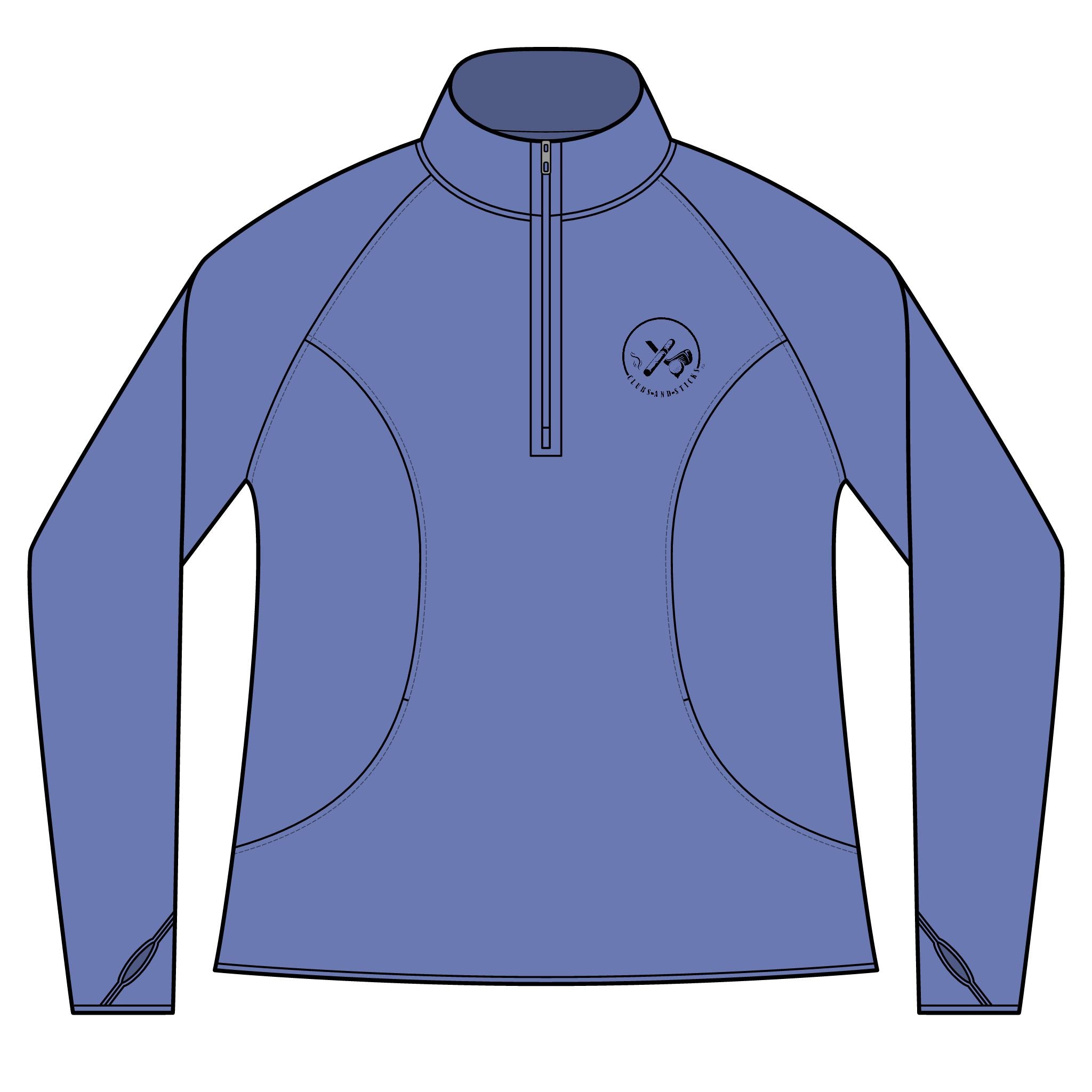 Clubs & Sticks Women’s Quarter-Zip Pullover – Sporty, Stylish & Versatile Activewear - Black Logo
