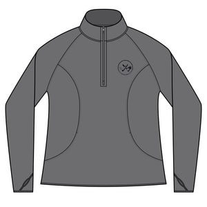 Clubs & Sticks Women’s Quarter-Zip Pullover – Sporty, Stylish & Versatile Activewear - Black Logo