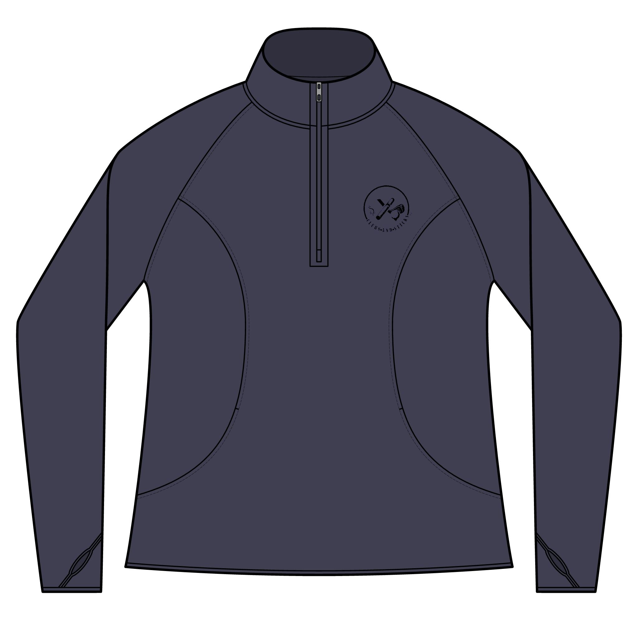Clubs & Sticks Women’s Quarter-Zip Pullover – Sporty, Stylish & Versatile Activewear - Black Logo