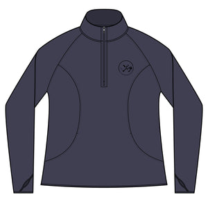 Clubs & Sticks Women’s Quarter-Zip Pullover – Sporty, Stylish & Versatile Activewear - Black Logo