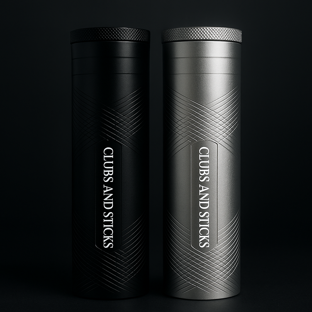 Clubs & Sticks Aluminum Golf Travel Humidor – Airtight with Built-In Hygrometer – Black or Silver