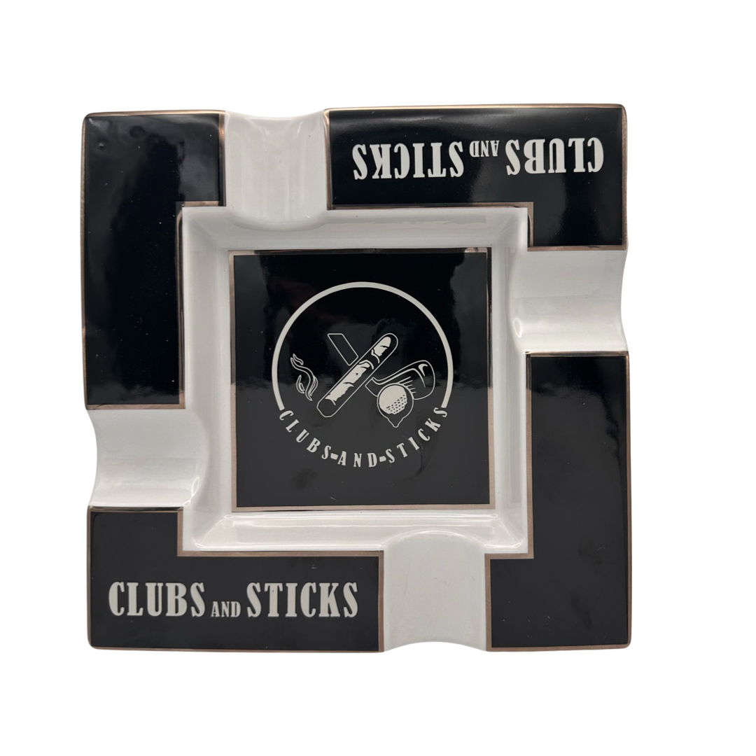 Clubs and Sticks Ceramic Cigar Ashtray - Wholesale