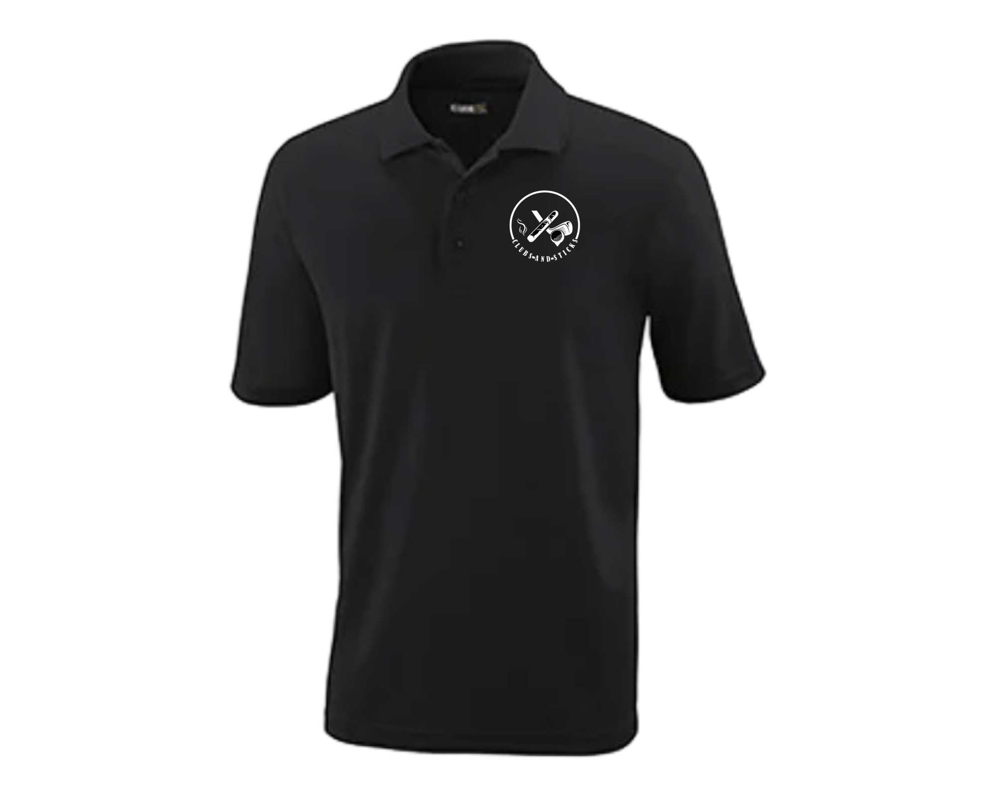 Clubs and Sticks Black Performance Polo