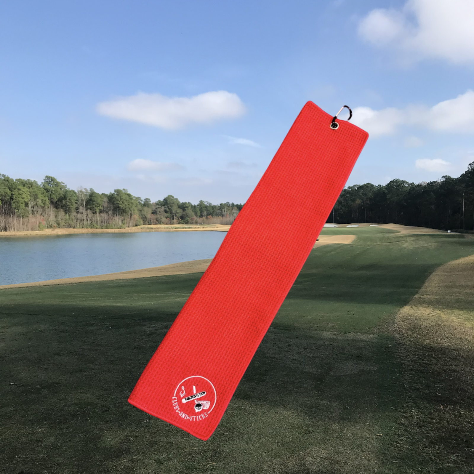 Clubs and Sticks Embroidered Waffle Golf Towels