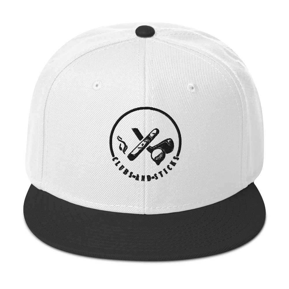 Clubs and Sticks Embroidered Snapback Hat