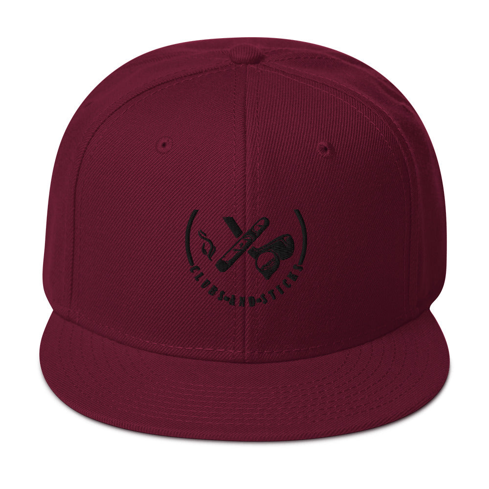 Clubs and Sticks Embroidered Snapback Hat