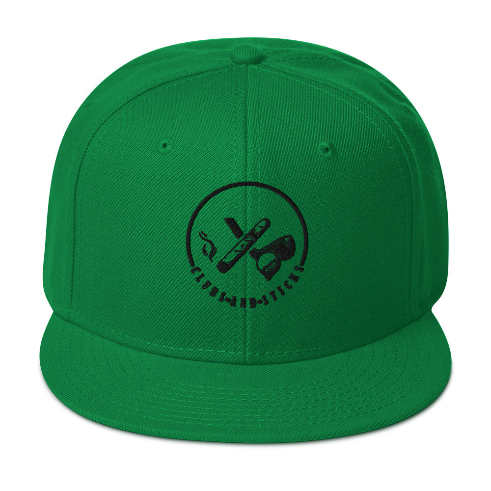 Clubs and Sticks Embroidered Snapback Hat