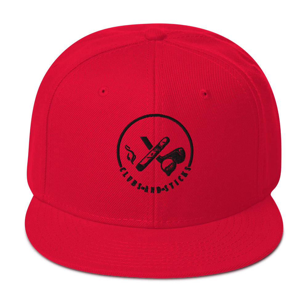 Clubs and Sticks Embroidered Snapback Hat