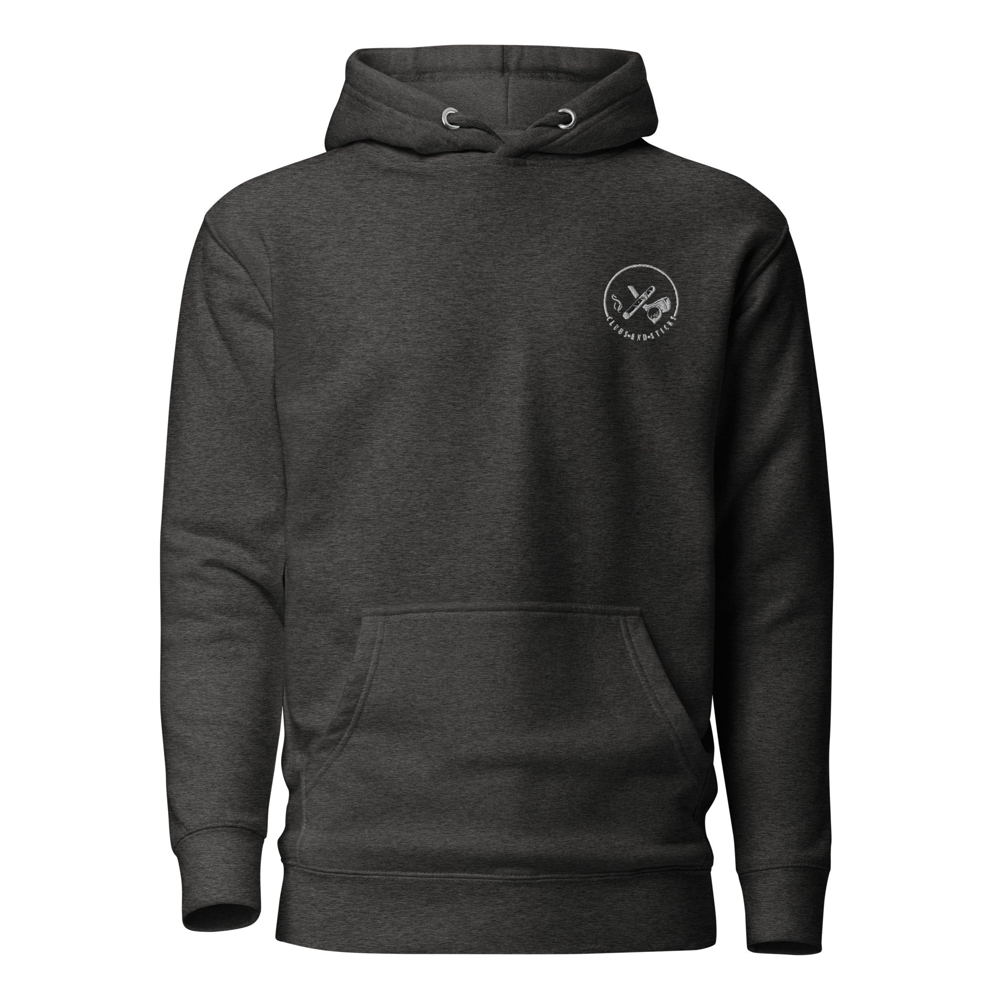 Clubs and Sticks Embroidered Unisex Hoodie - White Logo