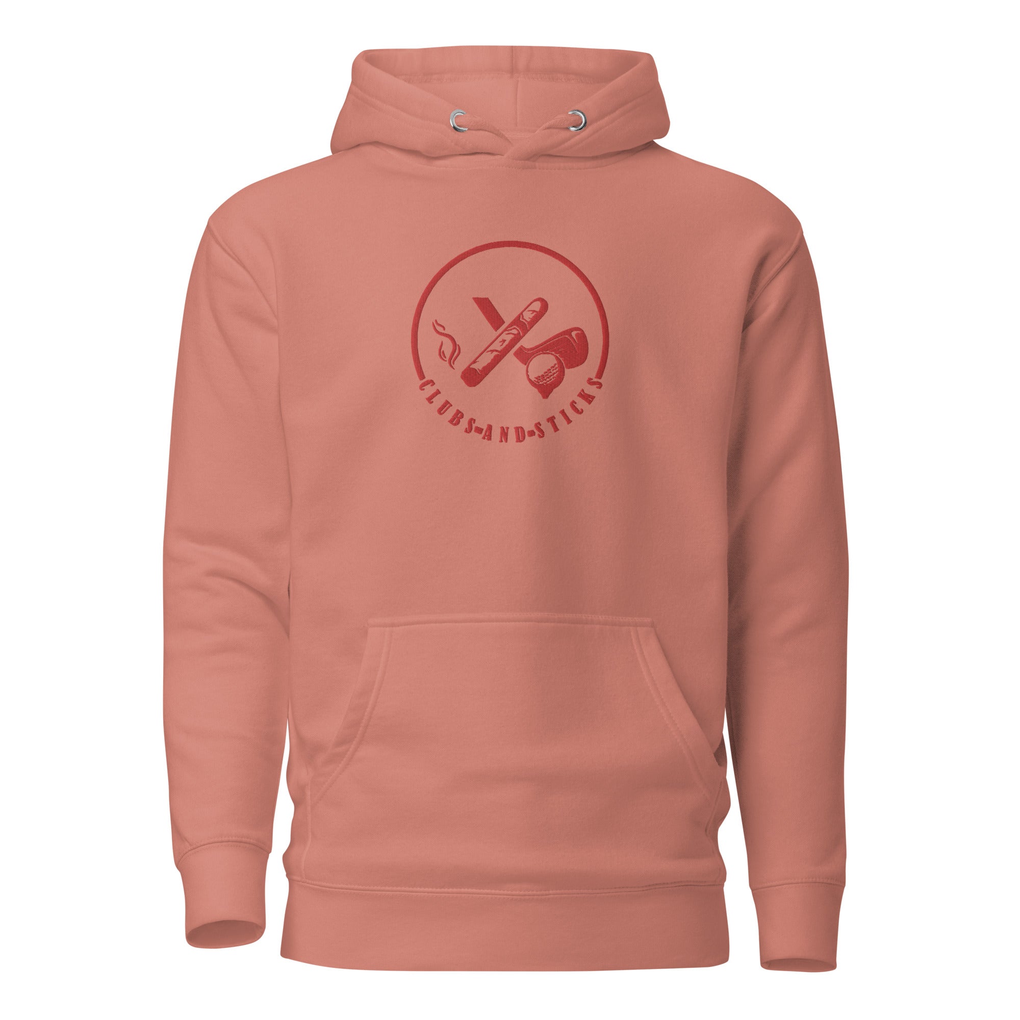 Clubs and Sticks Embroidered Red Logo Hoodie