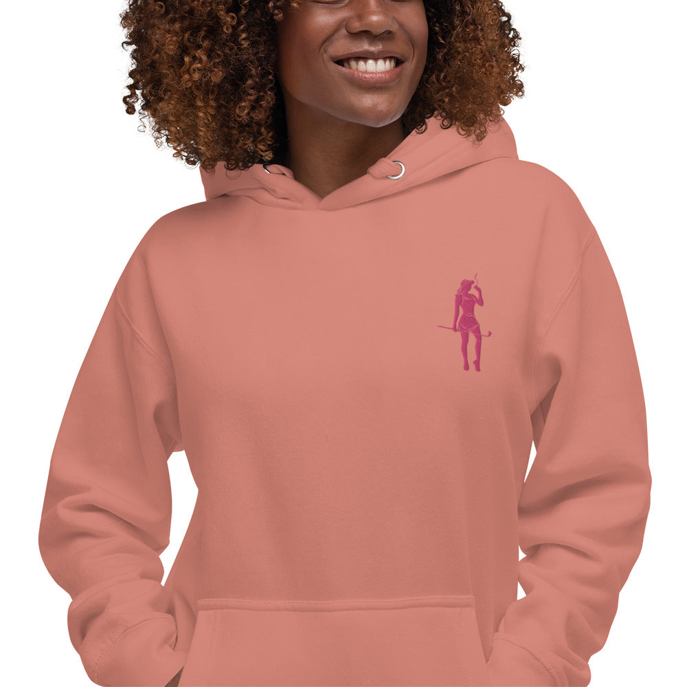 Ladies Embroidered Cigar Golfer Hoodie - Pink Logo