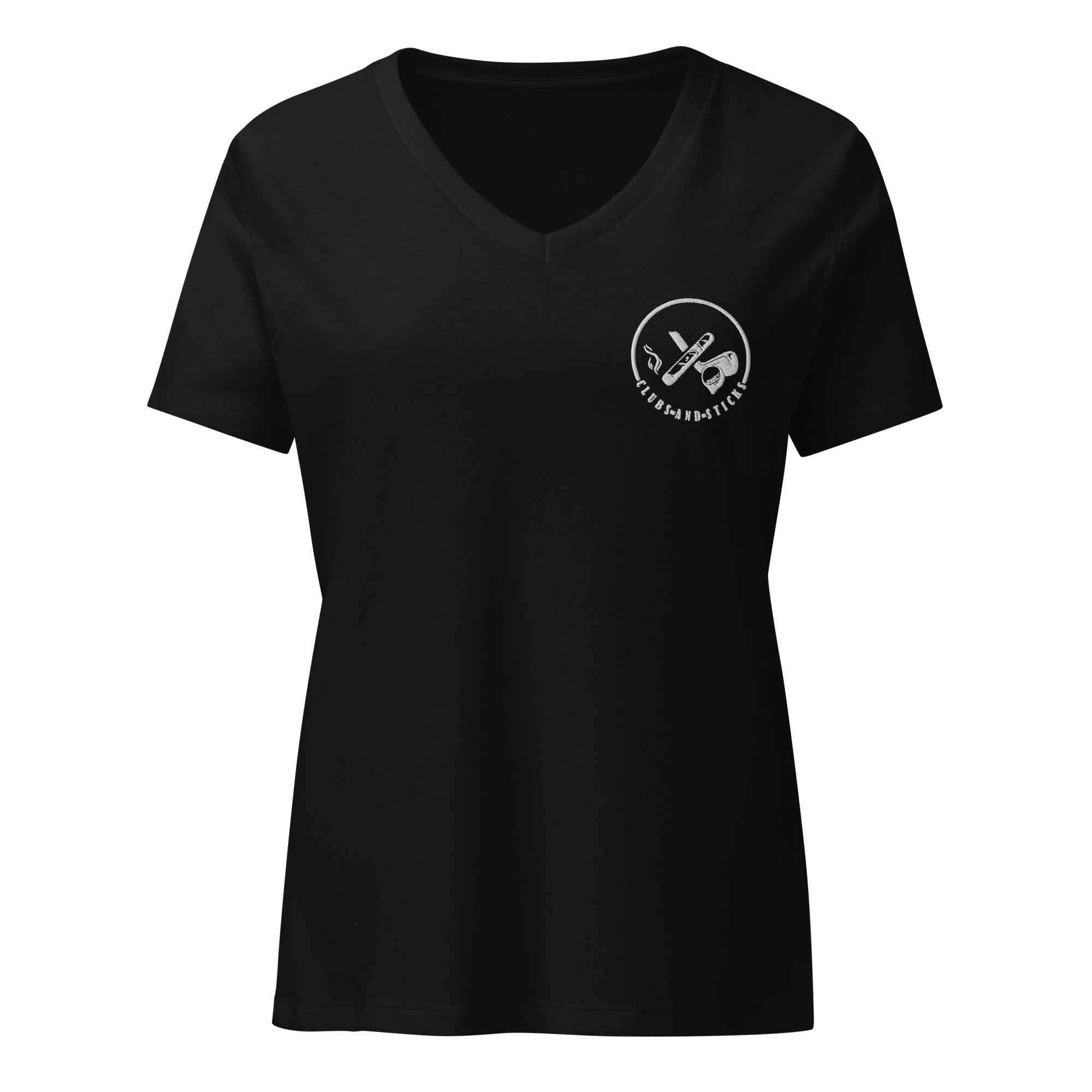 Clubs and Sticks Women’s relaxed v-neck t-shirt