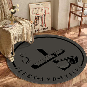 Charcoal Grey Round Mat - Black Logo
