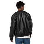 Clubs and Sticks Leather Embroidered Bomber Jacket