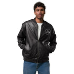 Clubs and Sticks Leather Embroidered Bomber Jacket