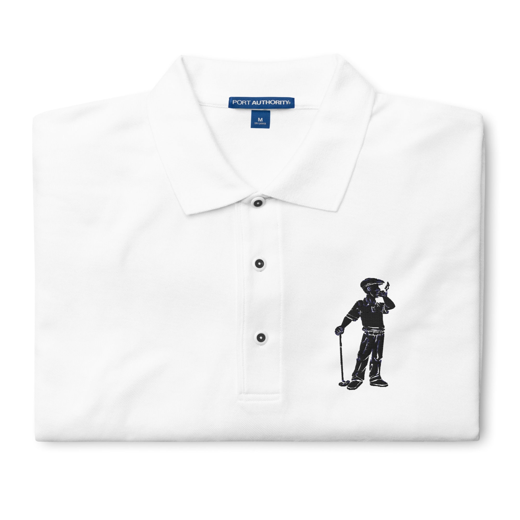 Cigar Golfer Embroidered Men's Premium Polo
