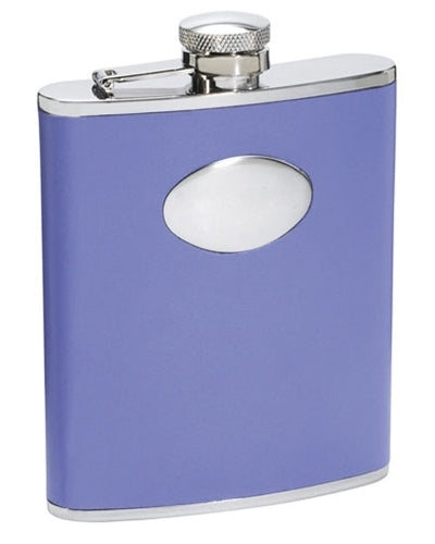 Personalizable LEATHER COVERED STAINLESS STEEL 6OZ HIP FLASK