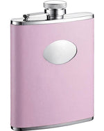 Personalizable LEATHER COVERED STAINLESS STEEL 6OZ HIP FLASK