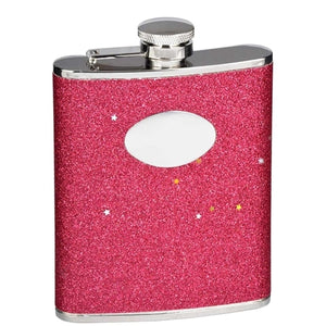 Personalizable Glitter Stainless Steel 6 oz. Hip Flask